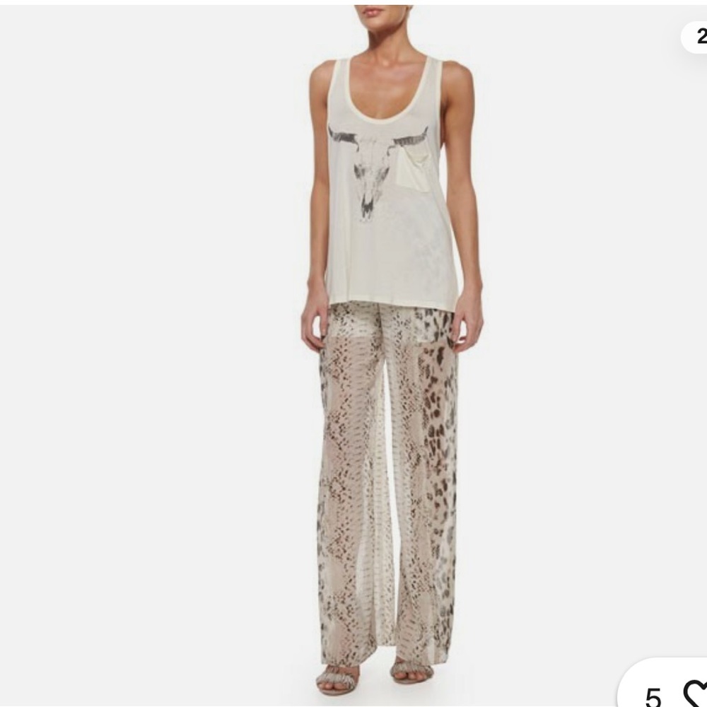 Haute Hippie Cream and Brown Wide Leg Pants - Picture 3 of 17